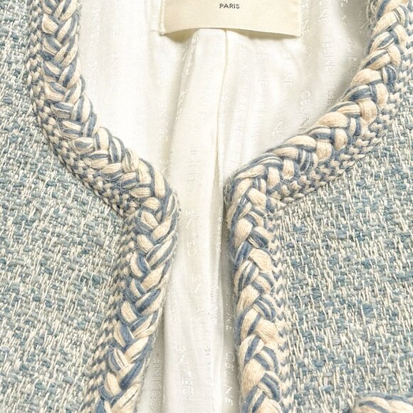 Celine Blue Ivory Tweed Open Cardigan Jacket - Picture 3 of 9